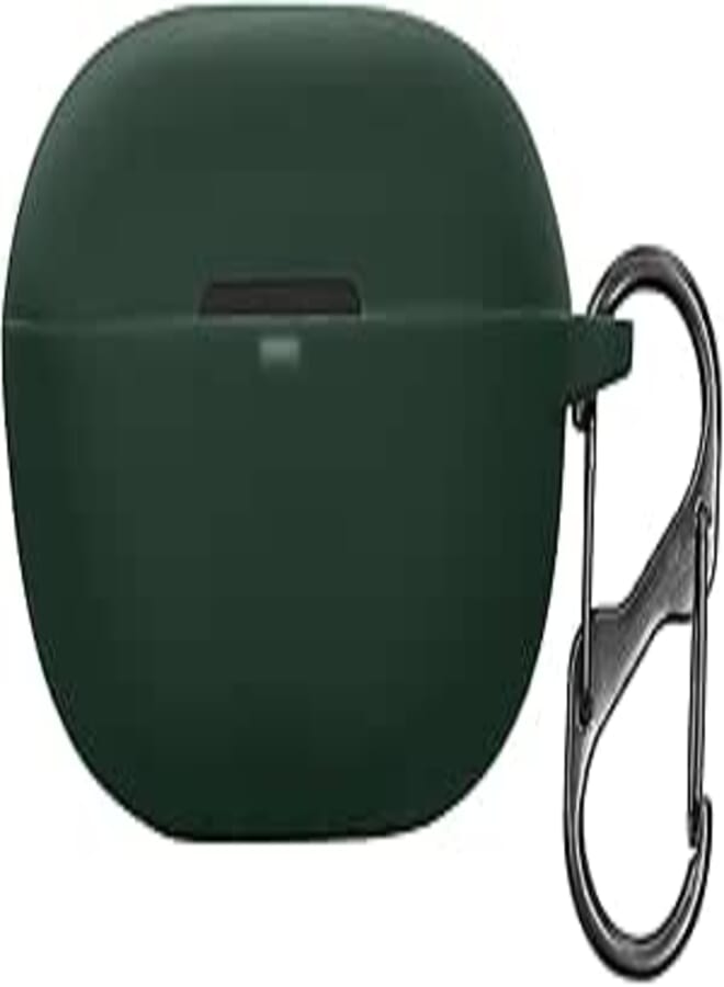 kwmobile Silicone Cover Compatible with Anker Soundcore Life A3i - Case Cover Stick-On Skin with Clip - Dark Green